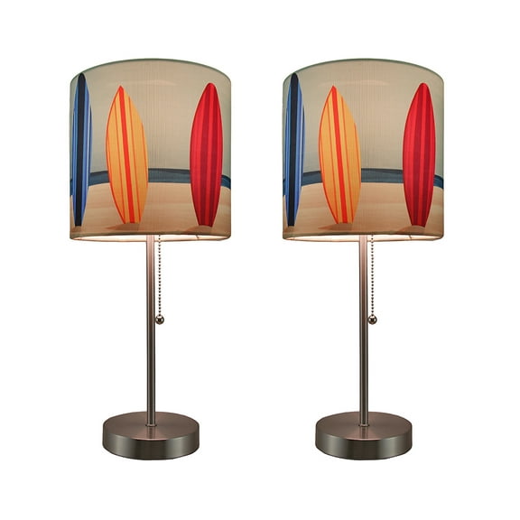 Zeckos Table Lamps with Decorative Surfboard Shades Set of 2