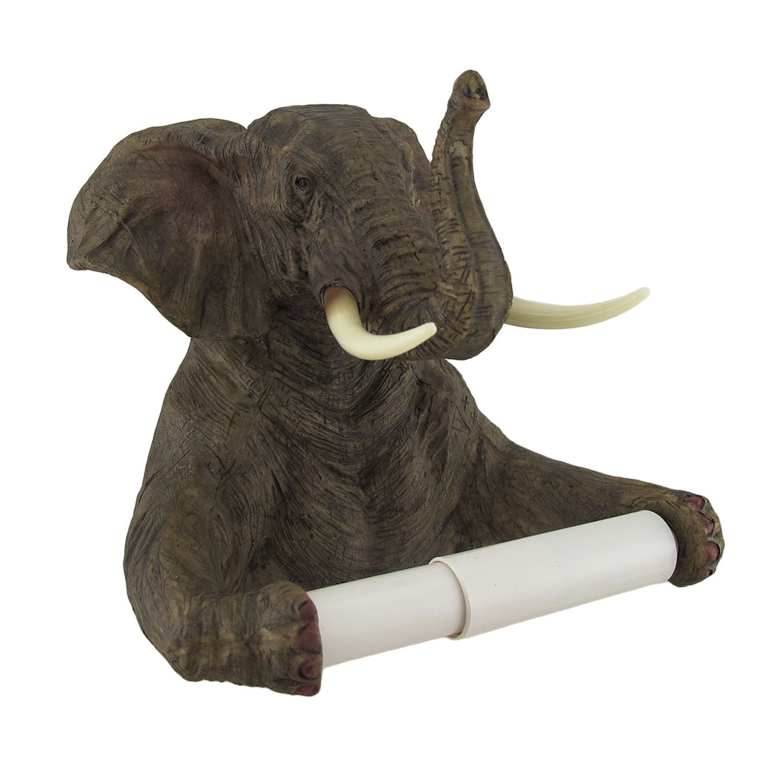 Zeckos Trunk Up Elephant Resin Wall Mount Toilet Paper Holder