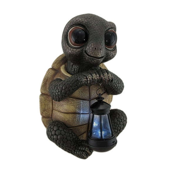 Zeckos Twilight Turtle Garden Statue and Solar LED Lantern