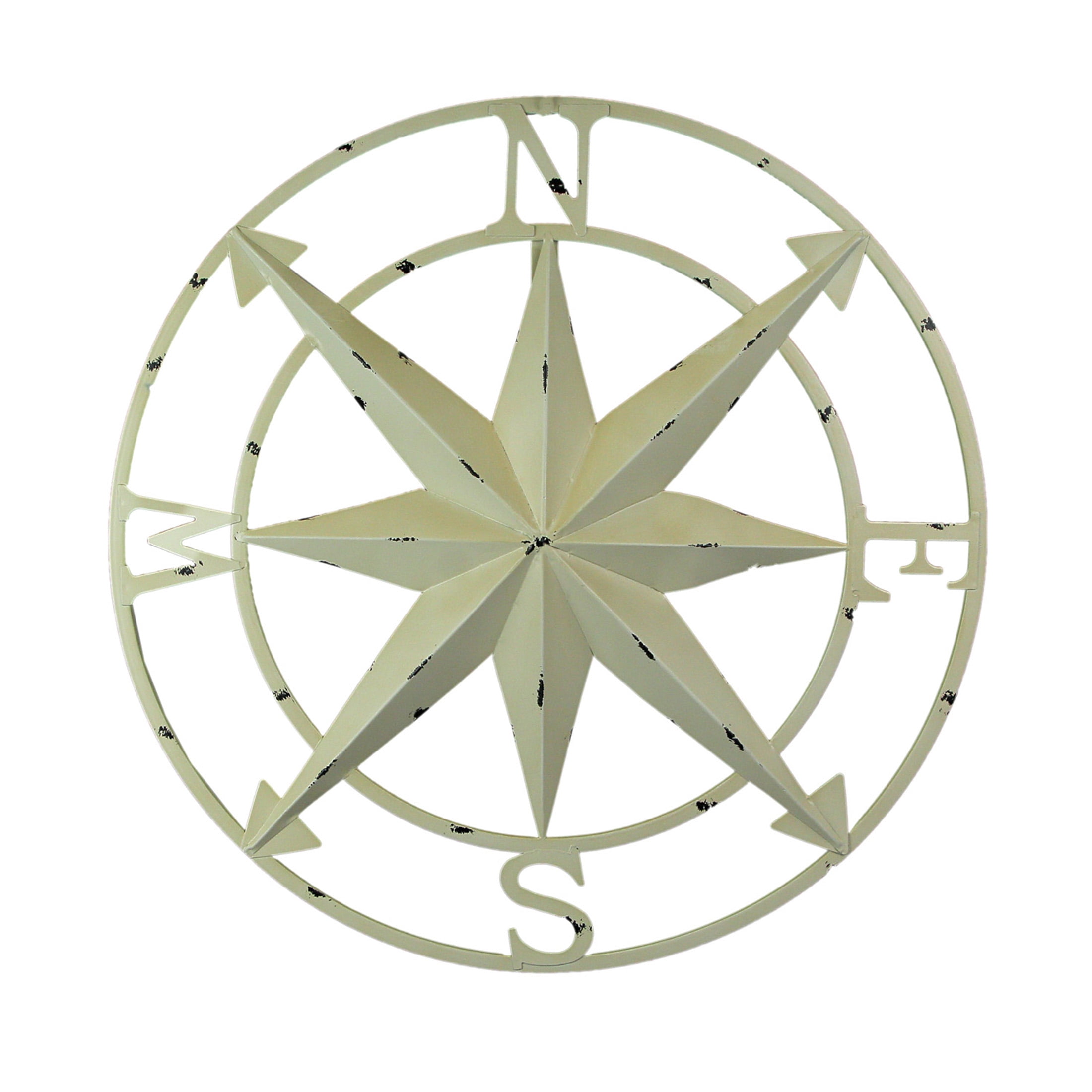 Zeckos White Metal Nautical Compass Rose Hanging Wall Décor 20.5 inch