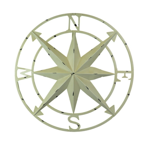Zeckos White Metal Nautical Compass Rose Hanging Wall Dcor 20.5 inch