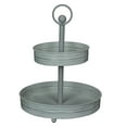 thumbnail image 1 of Zeckos Whitewashed Metal Round Two Tier Farmhouse Serving Stand, 1 of 10