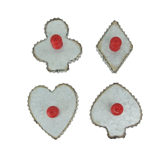 Zeckos Zinc Finish Playing Card Suit Cookie Cutter Wall Hooks Set of 4