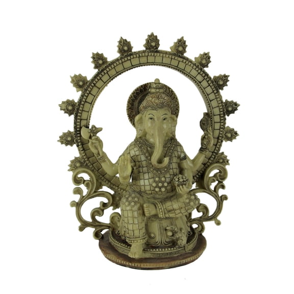 Zeckos off White Resin Lord Ganesha Holding Sacred Objects Statue