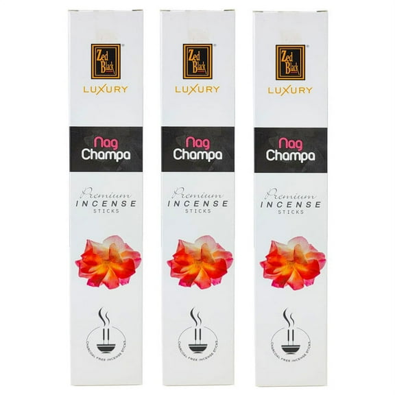 Zed Black Luxury Incense Nag Champa Scent - 3 Packs