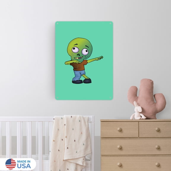 Zed the Zombie Metal Sign Wall Decor by Dancing Littles Jungle - Size 12x16 inch