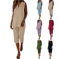 thumbnail image 1 of Zedker 2 Piece Sets for Women Sleeveless Tops & Wide Leg Pants Lounge Sets Summer Vacation Travel Outfits Light BlueL, 1 of 10