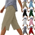 thumbnail image 1 of Zedker 2026 Women's Elastic Waist 3/4 Capri Harem Pants with Pockets Casual Loose Solid Yoga Trousers White XL, 1 of 6