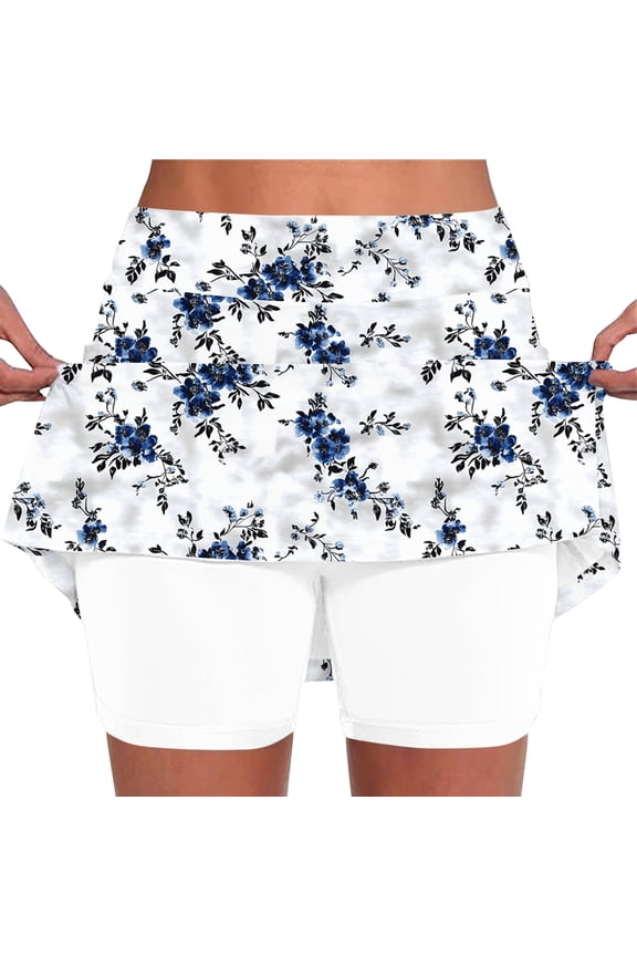 2026 Women's Knee Length Skorts Skirts UPF50+ Athletic Tennis Golf Skirt for Women Casual Summer Skirts with Skorts Underneath White M