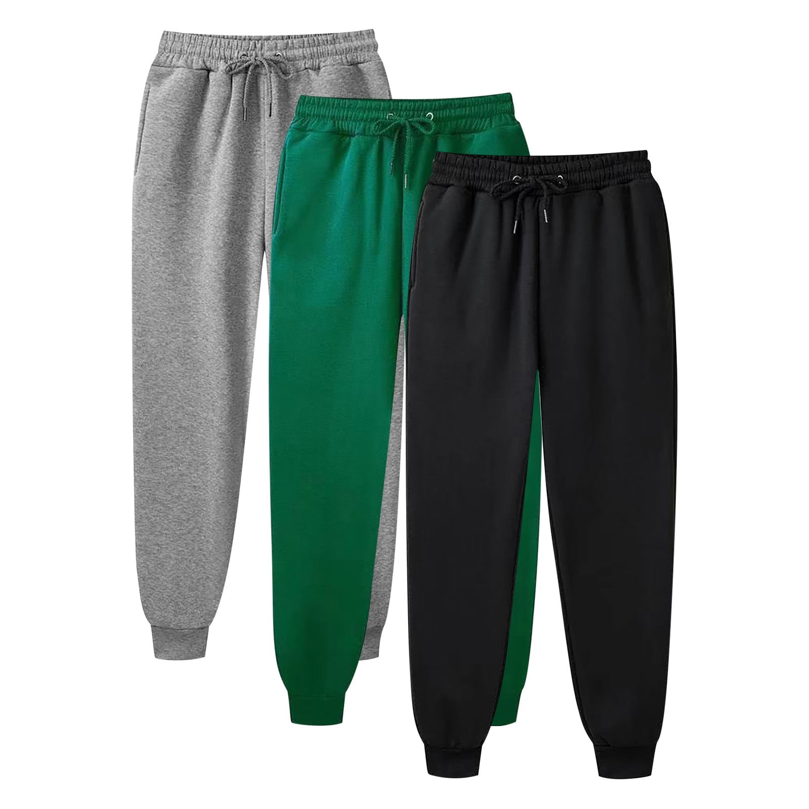 3 Pack Sweatpants Womens Drawstring Joggers Basic Solid Color Elastic Waist Casual Athletic Track Pants with Pockets BlackL