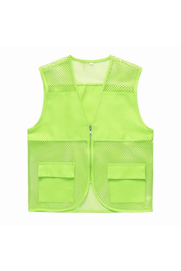 Adult Mesh Volunteer Activity Vest Lightweight Breathable Supermarket Uniform Vests Jacket Clerk Workwear with Pocket Army Green Plus L