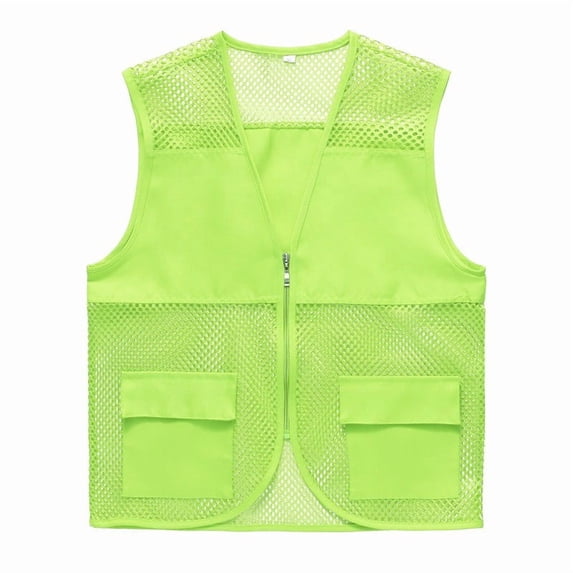 Zedker Adult Mesh Volunteer Activity Vest Lightweight Breathable Supermarket Uniform Vests Jacket Clerk Workwear with Pocket Army Green Plus XXXXL