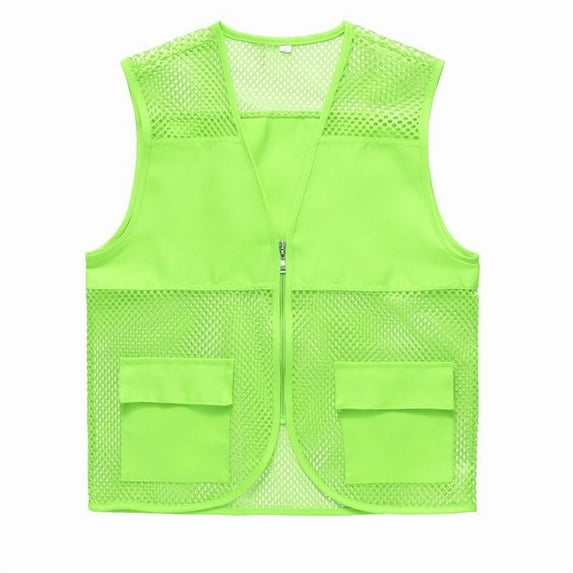 Zedker Adult Mesh Volunteer Activity Vest Lightweight Breathable Supermarket Uniform Vests Jacket Clerk Workwear with Pocket Green Plus XXL