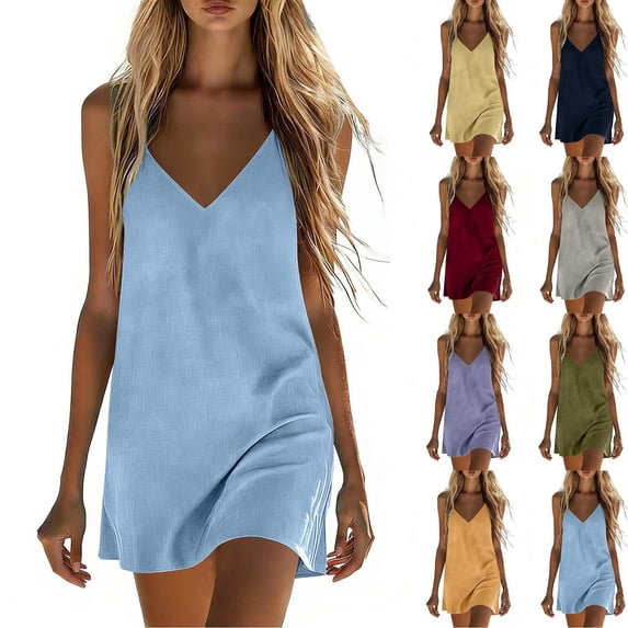 Zedker Athletic Dress for Women Adjustable Strap V Neck Built in Shorts with Pockets Tennis Golf Pickleball Beige L