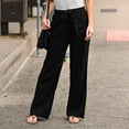 thumbnail image 1 of Zedker Black Pants For Women Pants With Pockets For Women Fashion Womens Solid Bandage Loose Casual Wide Leg Leggings Bottom Long Pants, 1 of 6