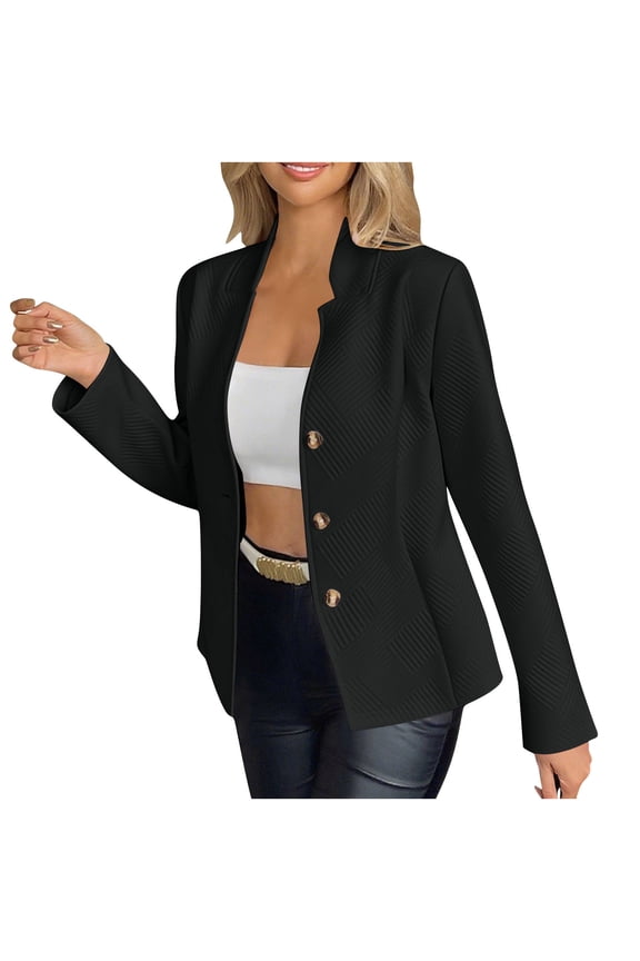 Blazer for Women Business 2025 Fall Clothes Lapel Long Sleeve Work Office Suit Jackets Blazer,Plus Size BlackM