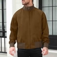 thumbnail image 1 of Zedker Bomber Jacket for MenClassic Leather-Look Flight Jacket with Zipper, Stylish Casual & Versatile Outerwear Khaki L, 1 of 8