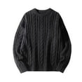 thumbnail image 1 of Zedker Cable Knitted Sweaters for Men Casual Crewneck Long Sleeve Pullover Comfortable Loose Thermal Knitwear for Fall and Winter,Black,L, 1 of 3