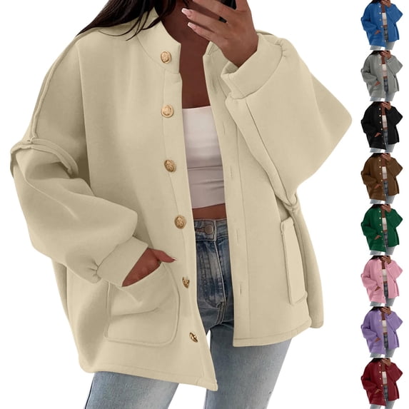 Zedker Cardigan Sweaters for Womens Chunky Knit Button Down Mock Neck Open Front Jacket Winter Casual Outerwear with Pockets Black L