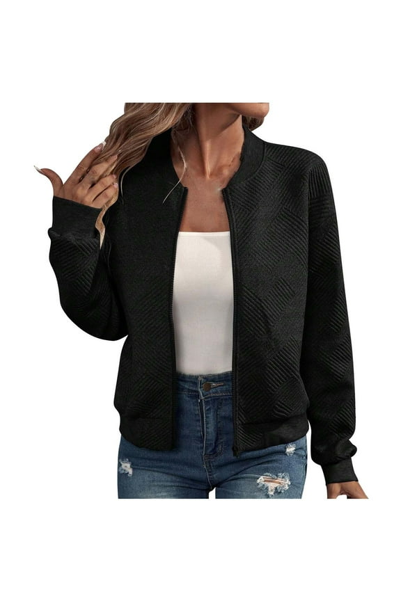 Zedker Cardigan for Women Long Sleeve Knitted Zip-Up Fall Lightweight Jacket, Plus Size Black XXL