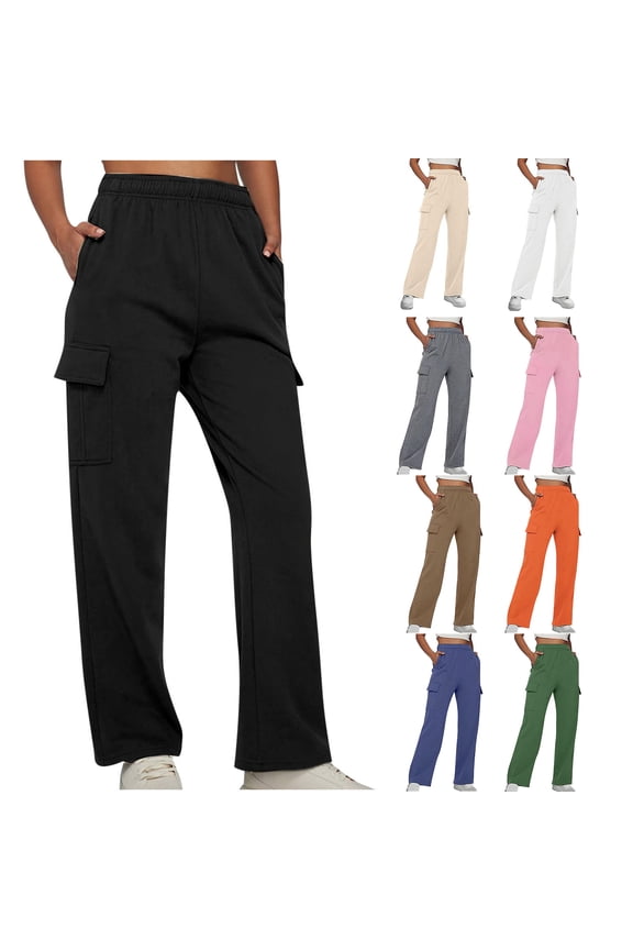 Cargo Pants Women's Stretch High Waist Bootcut Flare Leggings with 6 Pockets Soft Yoga Work Pants BrownS