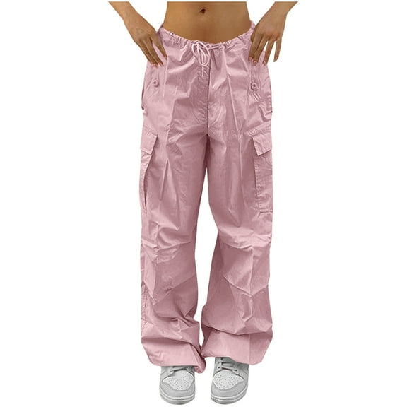 Zedker Cargo Pants for Womens Baggy Wide Leg Denim Jeans with Pockets High Waist Casual Streetwear Trousers