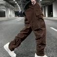 thumbnail image 1 of Zedker Casual Cargo Pants for Men Loose Straight-Leg Long Pants with Multi Pockets, Comfy Elastic Waist Sweatpants with Drawstring,Coffee,L, 1 of 7