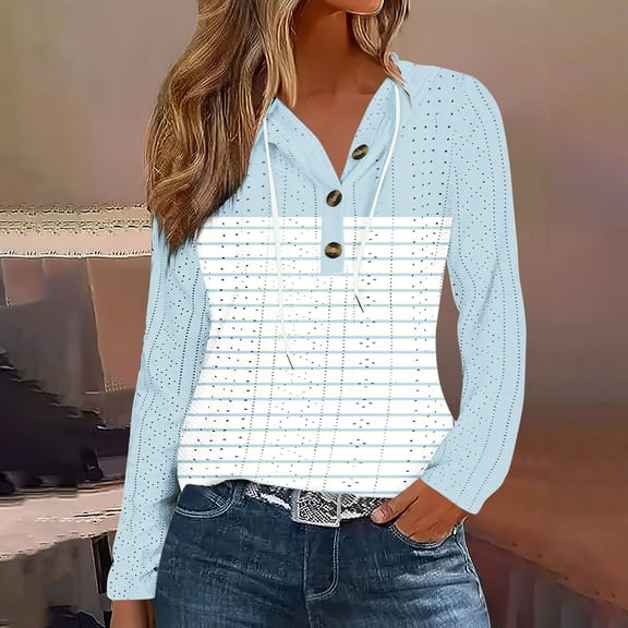Zedker Casual Fall Outfits For Women Trendy Long Sleeves Hooded Sweatshirt For Women Comfy Going Out Tops For Women,Light Blue,XL