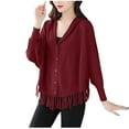 thumbnail image 1 of Zedker Casual Soft V-Neck Knit Cardigan Sweaters for Women, Long Sleeve Open Front Tops, Solid Color Casual Fall Jackets,Fashion Loungewear,Wine,Free Size, 1 of 3
