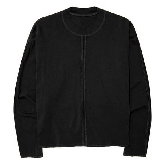 Zedker Casual Solid Color Crewneck Long Sleeve Shirts for Women Comfortable Loose Pullover Breathable Tops for Sports,Black,M