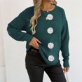 thumbnail image 1 of Zedker Casual Solid Color Fashion Three-Dimensional Decoration Crewneck Sweaters for Women, Comfy Loose Pullover Knitted Tops for Fall,Green,L, 1 of 6