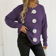 thumbnail image 1 of Zedker Casual Solid Color Fashion Three-Dimensional Decoration Crewneck Sweaters for Women, Comfy Loose Pullover Knitted Tops for Fall,Purple,M, 1 of 5