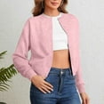 thumbnail image 1 of Zedker Casual Solid Color Knitted Cardigan Sweaters For Women Lightweight Button Up Long Sleeve Round Neck Womens Pullover Tops,Pink,L, 1 of 8