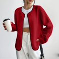 thumbnail image 1 of Zedker Casual Solid Color Women'S Long Sleeve Cardigan Jackets with Soft Fleece Outside, Comfortable Loose Short Outerwears for Winter,Red,Xxl, 1 of 5