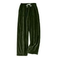 thumbnail image 1 of Zedker Casual Wide Leg High Waist Pockets Drawstring Pants for Women, Comfy Loose Double-Side Flannel Fall Winter Thermal Sweatpants,Army Green,L, 1 of 5