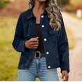thumbnail image 1 of Zedker Casual Women's Lapel Collar Long Sleeve Elegant Suede Fleece Button Jackets with Pockets,Comfy Thermal Coats for Fall and Winter,Blue,XL, 1 of 8