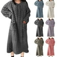 thumbnail image 1 of Zedker Women's Plus Size Robes for Womens Flannel Nightgown Fuzzy Fleece Cozy Plush Warm Winter Pullover Loungewear Sleepdress Bathrobe Navy M, 1 of 8