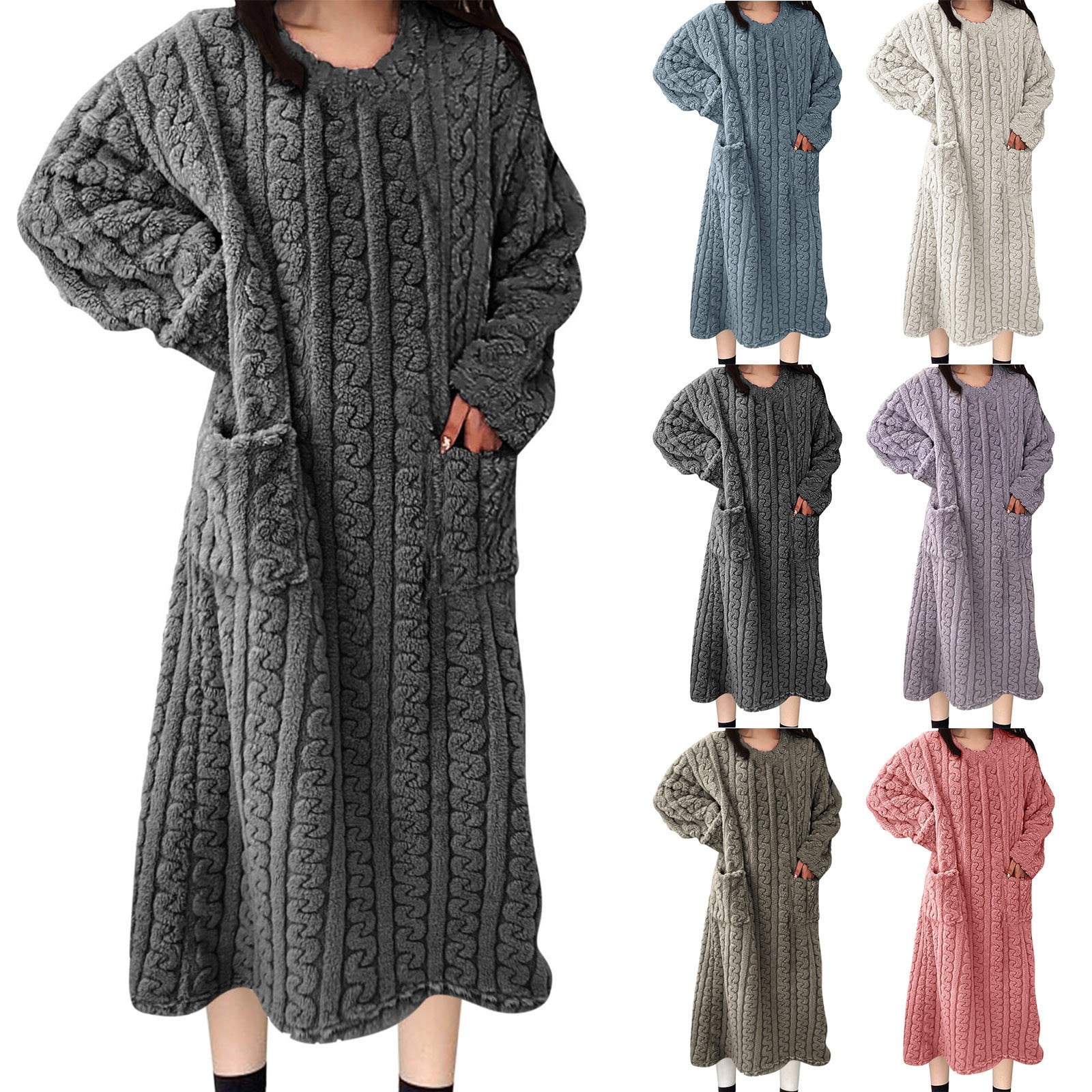 Zedker Women's Plus Size Robes for Womens Flannel Nightgown Fuzzy ...