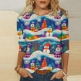 thumbnail image 1 of Zedker Christmas Shirts for Women Christmas Tree Printed 3/4 Length Sleeve Round Neck Tops Multicolor Plus M, 1 of 5