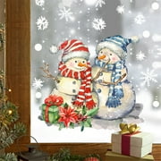 Zedker Christmas Snowman Window Clings Snowman Window Stickers Removable Christmas Snowman Wall Sticker Decor Glowing Window Clings for Xmas Theme Party Decorations