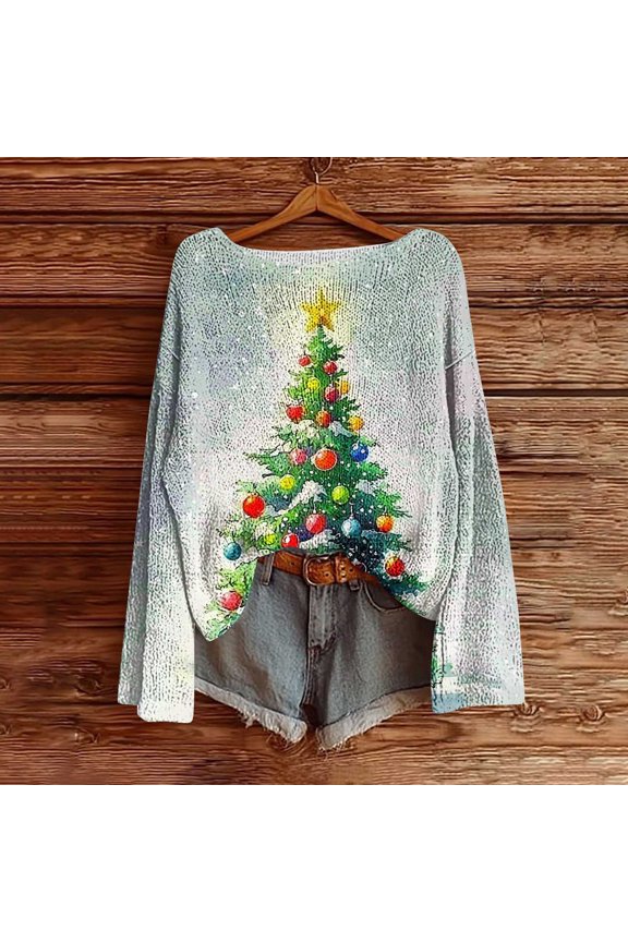 Christmas Sweaters for Women 2025 Spooky Pumpkin Long Sleeve Face Crewneck Pullover,Plus Size Green M