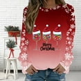 thumbnail image 1 of Zedker Christmas Tops for Women Fall Winter Fashion Long Sleeve Loose Round Neck Pullover Sweatshirt Red Plus S, 1 of 5