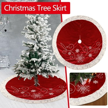Zedker Christmas Tree Skirt 48", Red Santa Reindeer Xmas Holiday Decoration for Christmas Tree Skirt Christmas Ornaments Christmas Tree Foot Skirt 2023 Clothing clearance,