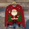 thumbnail image 1 of Zedker Christmas Women Sweater Classic Santa Print Holiday Knitted Sweater Pullover,Plus Size Red L, 1 of 1