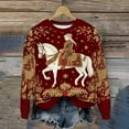 thumbnail image 1 of Zedker Christmas Women Sweater Classic Santa Print Holiday Knitted Sweater Pullover,Plus Size Red XXL, 1 of 1