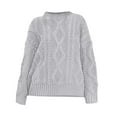 thumbnail image 1 of Zedker Classic Crewneck Long Sleeve Comfy Cable Knitted Sweaters for Women,Casual Solid Color Lined Sweatshirts,Comfy Tops for Fall,Gray,XXXL, 1 of 2