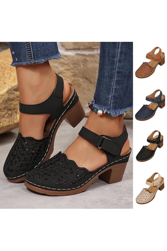 Closed-Toe Sandals for Women -for Breathability- Lightweight Rubber Outsole for Long-Lasting Wear Black 43