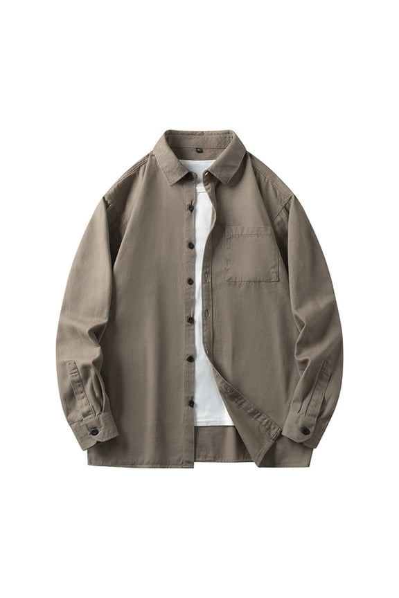 Coats for Men And Mens Lightweight Jackets Button Down Casual Cotton Barn Jacket Vintage Fall Outwear with Pockets Coffee XXL