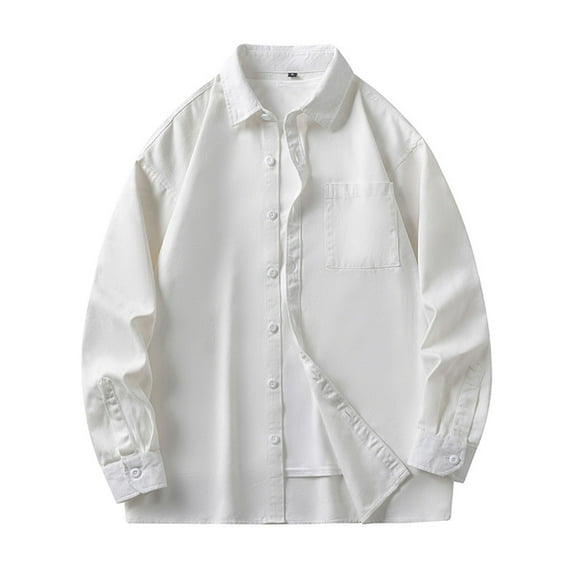 Zedker Coats for Men And Mens Lightweight Jackets Button Down Casual Cotton Barn Jacket Vintage Fall Outwear with Pockets White XXXL