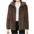thumbnail image 1 of Zedker Coats for Women Winter Thick Fleece Hooded Imitation Lamb 2025 Warm Jacket, Plus Size Brown XXXL, 1 of 6